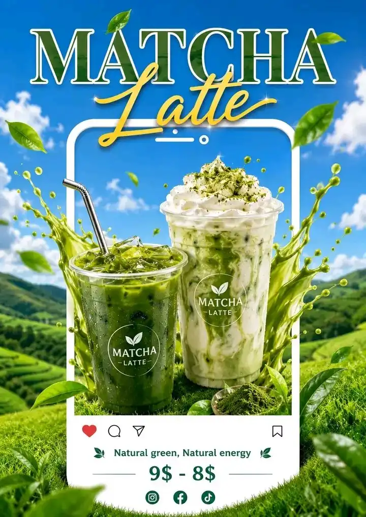 trend prompt: create a high-energy pop art style advertisement for a drink called CHILL LEMONADE, featuring a large clear plastic cup filled with neon-green sparkling lemonade, packed with realistic ice cubes and a fresh lemon slice inside the drink, centered composition, bold stacked typography saying CHILL above LEMONADE in dark forest green distressed sans-serif font, comic-book inspired layout with jagged starburst shapes, halftone textures, lightning bolts, stars, swirls, explosion graphics, vibrant lime and green color palette, textured crumpled paper background, dynamic zigzag border at the bottom left, retro streetwear aesthetic, refreshing youthful vibe, high contrast lighting, sharp shadows, detailed carbonation bubbles, premium poster design, include a price badge saying Only 7$ in stylized white script, trendy social media ad, modern editorial poster style.