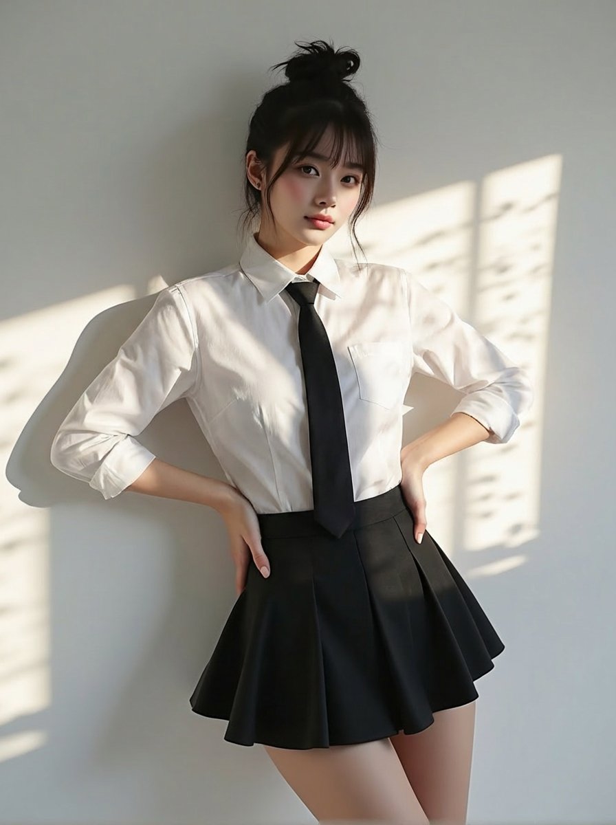 nano banana pro prompts: Take the clothing from the reference and change mine to match it