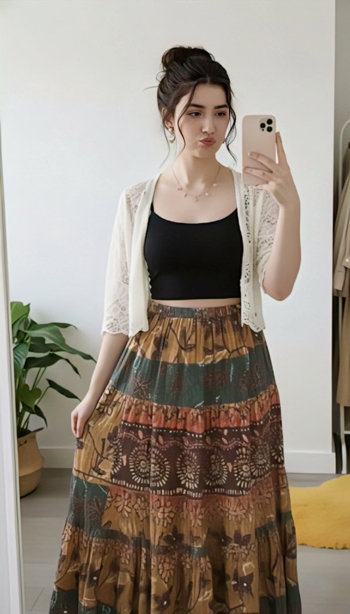 nano banana pro prompts: Keep my exact face, pose, body, and environment from my original photo.
Change ONLY the clothing and accessories so they match the dress and accessories from the second reference image with full accuracy.
Do not alter my hairstyle, makeup, body proportions, camera angle, or