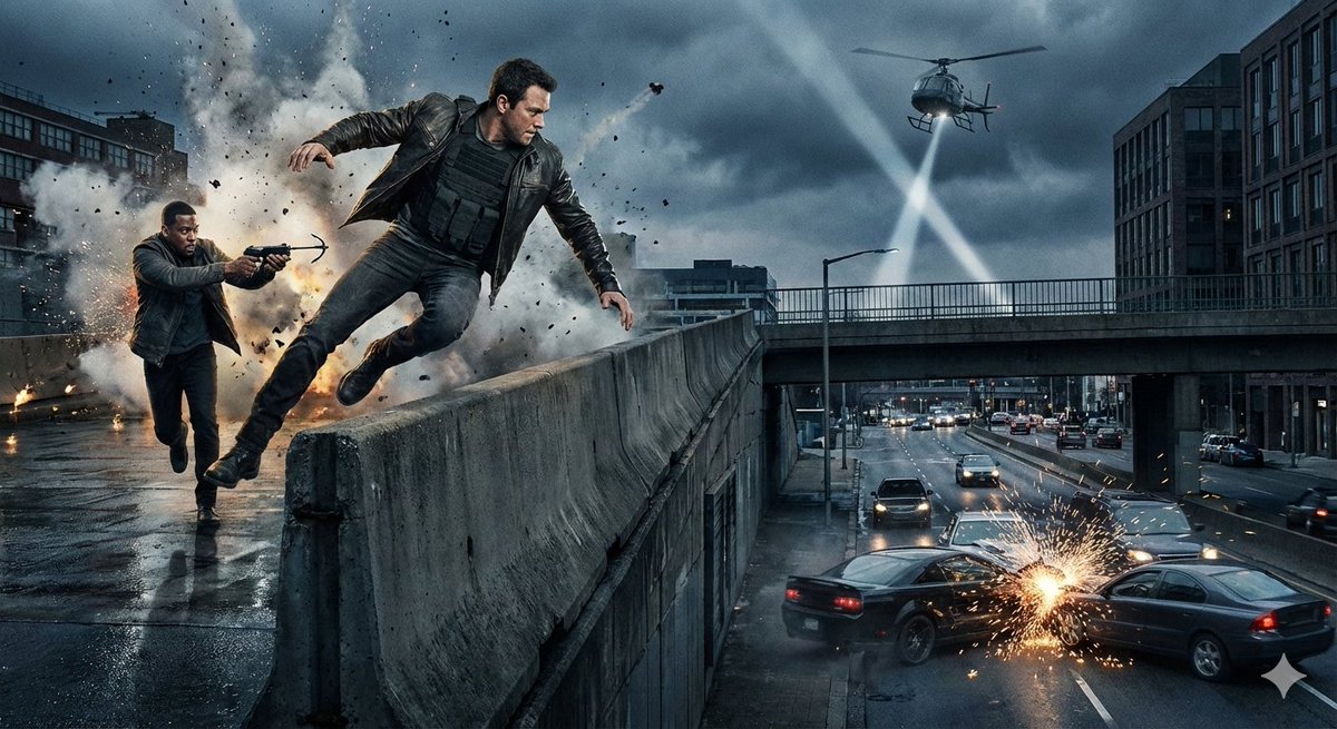 nano banana pro prompts: Make an action movie scene