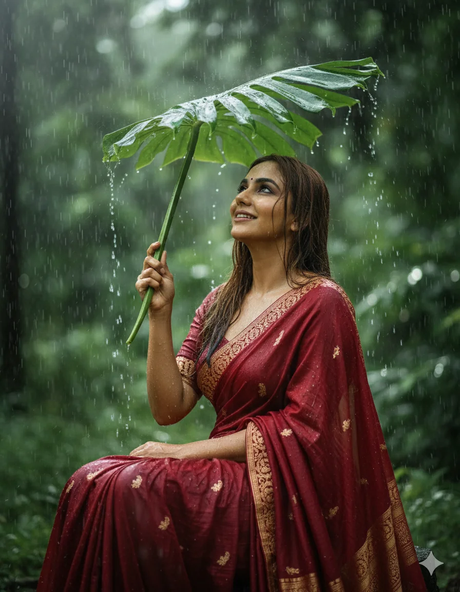 AI generated cinematic rain portrait