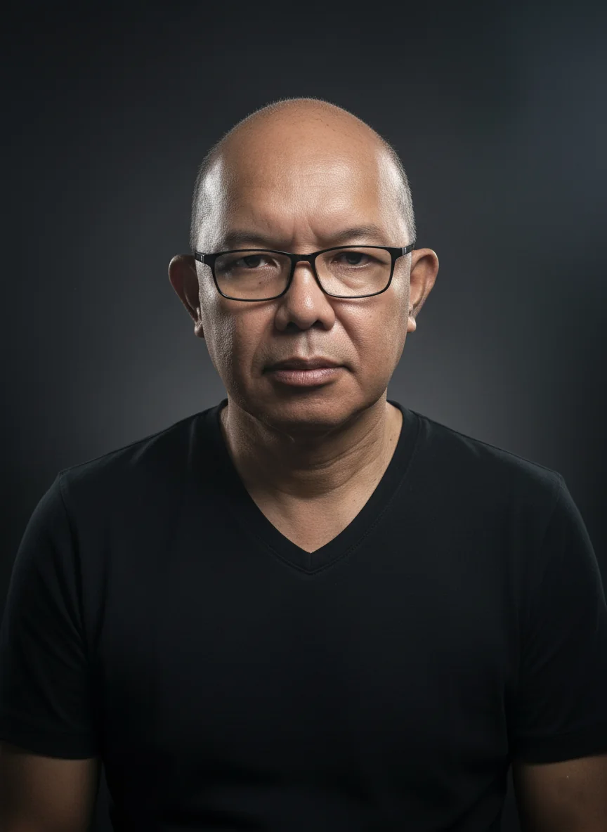 AI generated studio portrait in black and white