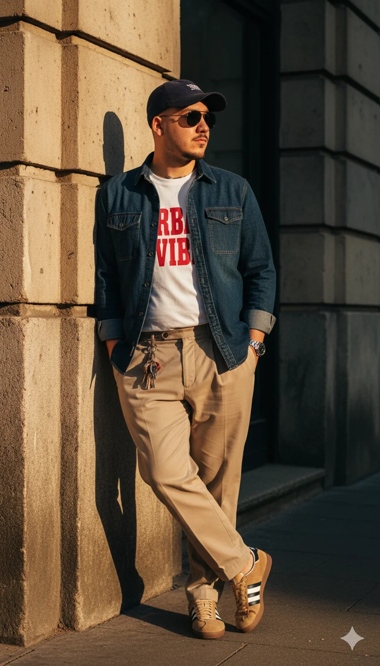 A stylish man leaning casually