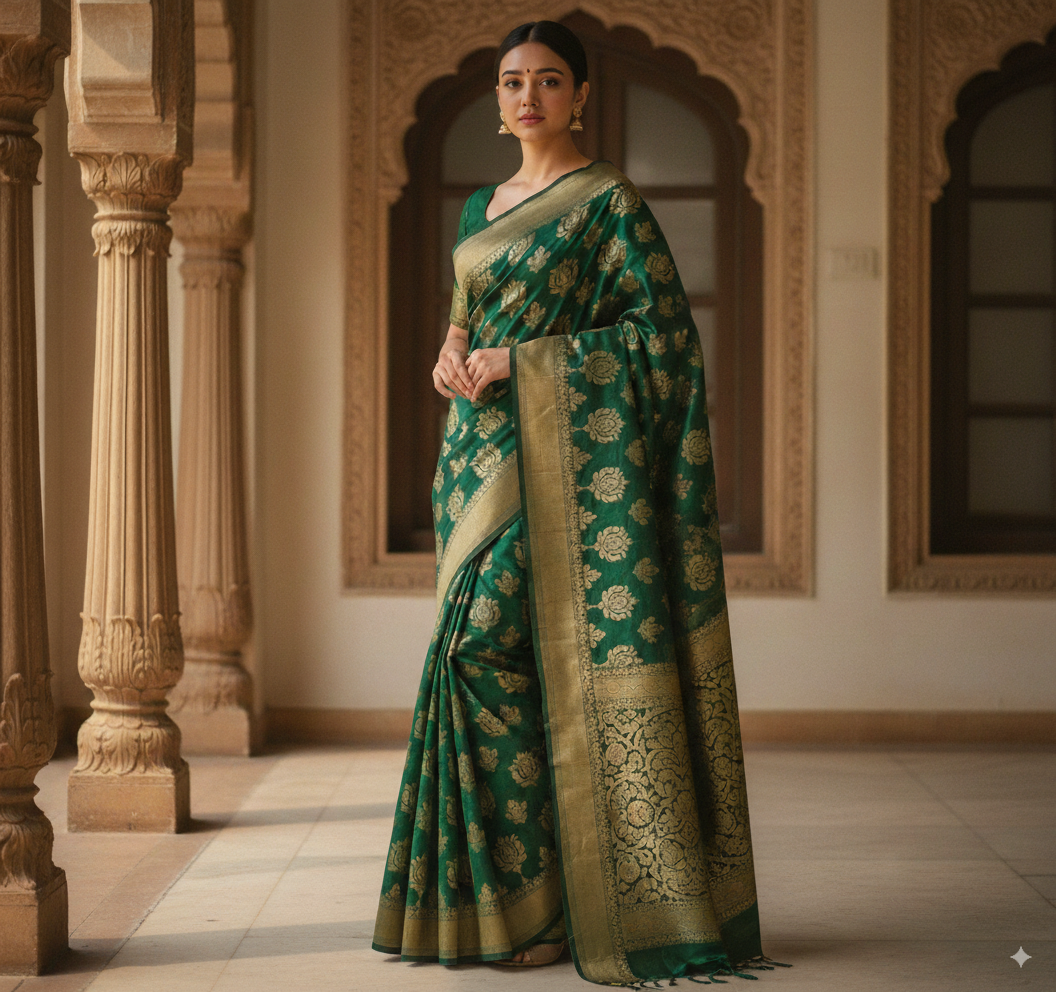 Imperial Emerald Banarasi Saree